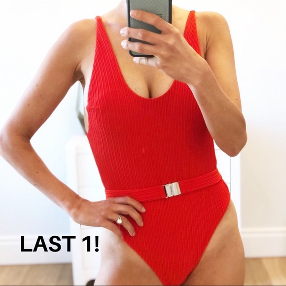 Looks by Lauren Other - 🟡 SALE! BERMUDA Red Belted One Piece Swimsuit